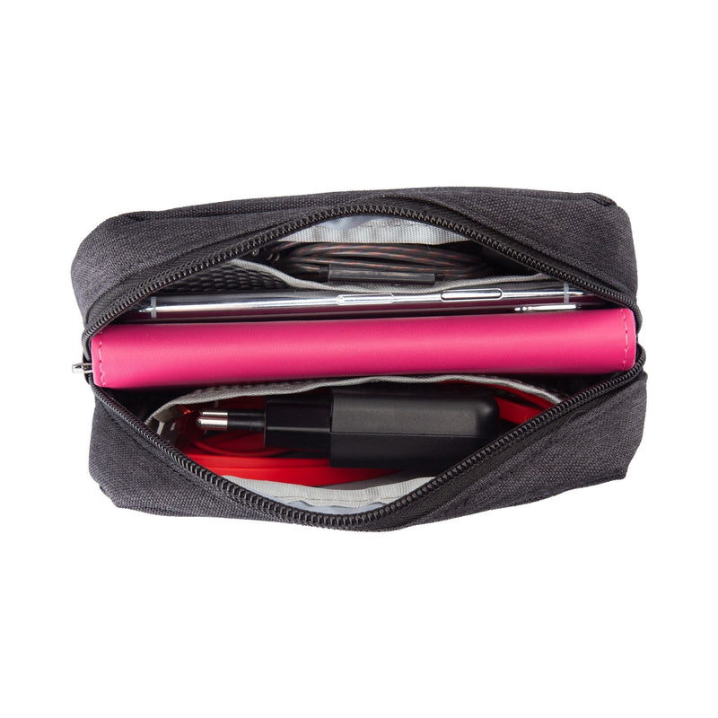 E-Tree 7 inch Canvas Zippered Small Bag, Mini Travel Makeup Carrying Case, Cosmetic Bag, Portable Electronics Accessories Organizer, Tiny Coin Purse Wallet, Little Pouch for Little Items, Black 6" X 1.8" X 4"