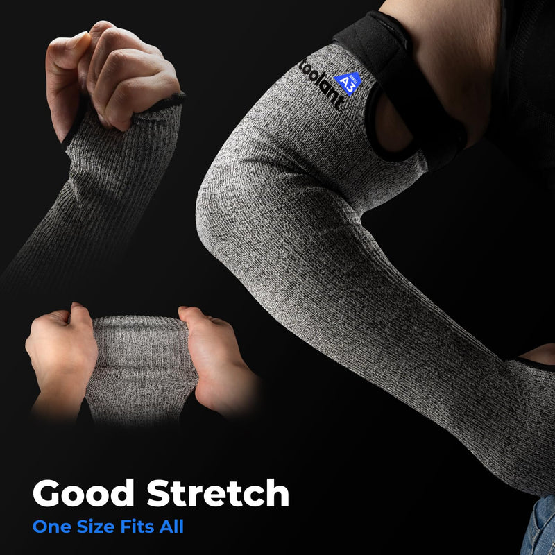 [AUSTRALIA] - OriStout Cut Resistant Farmers Sleeves with Thumb Hole, Arm Protectors for Thin Skin and Bruising, for Gardening, Welding, Kitchen, Arm Guards for Biting, Pet Grooming, Grey, 1 Pair One Size Grey (1 Pair) - Long 