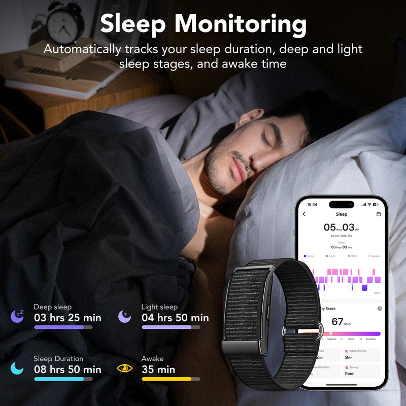 Health Activity Fitness Trackers, 2025 Wearable Smart Bracelet, 120+ Sport Modes Smart Band, All-Day Continuous Heart Rate Blood Pressure Stress HRV Monitor, 24H Sleep Tracker with Free App
