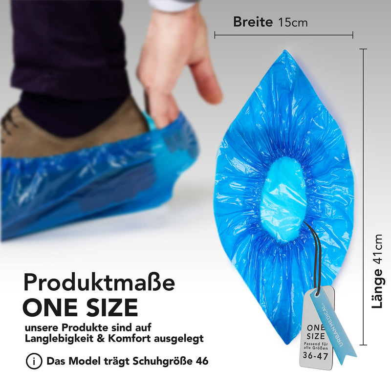 URBAN MEDICAL 100 x Waterproof 5.5 g Disposable / Reusable Shoe Covers - Solid Dry - Tear-Resistant & Puncture Proof - Overshoes for Indoor and Outdoor Use - One Size