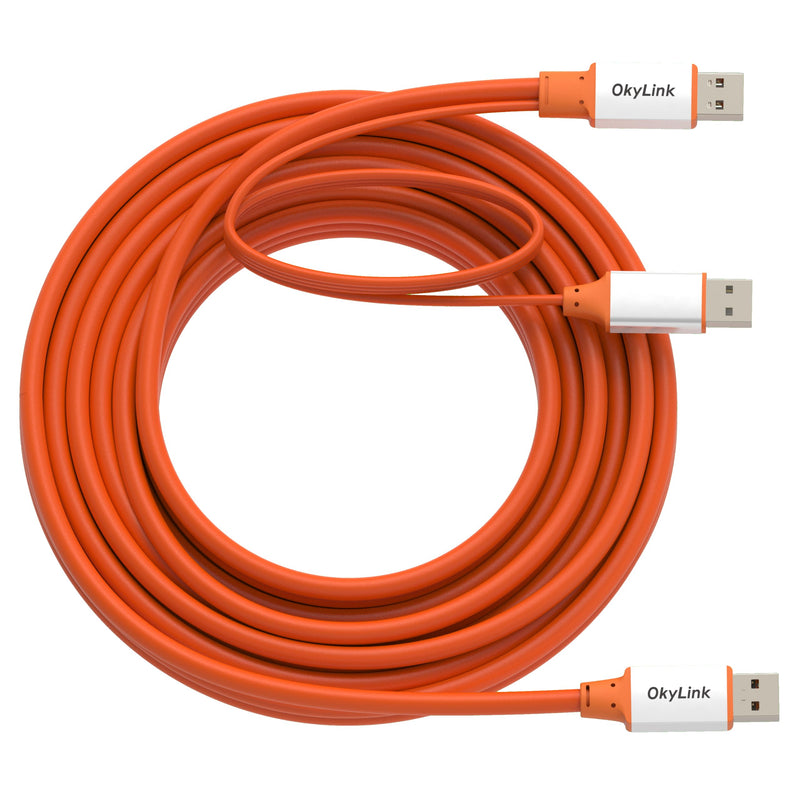 OkyLink Active USB 3.2 Gen 2 A to A Cable Male to Male 10Gbps, 25ft | 8m with External Power, Long Range, Orange, for Home Theater, Office Wiring & Remote Connection USB3.2(10Gbps) 25ft (8m)