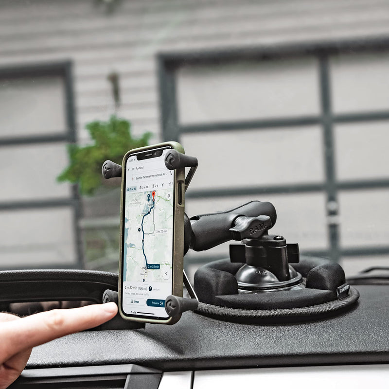 RAM MOUNTS Twist-Lock Suction Cup Base with B Size 1" Ball Mount | Windshield and dash mounting base, compatible with RAM Mounts holders and arms