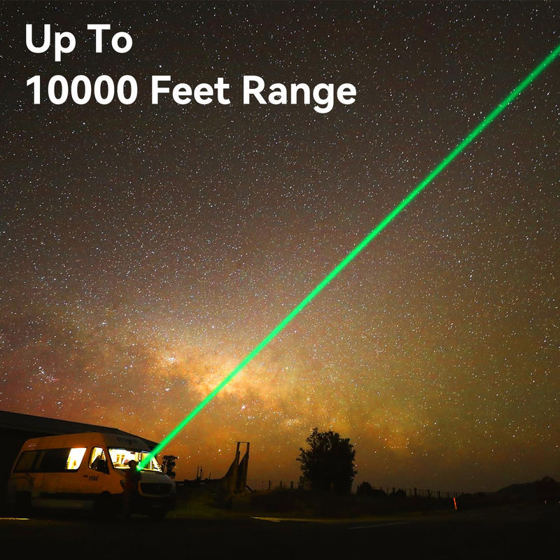 Rechargeable Green Laser Pointer high Power, 10000 Feet Long Range Laser Beam Light Pen, Strong Laser Pointer for TV LED LCD Screen, Green Laser Light for Dogs Cats Outdoor Hunting Teaching Black-Green Light