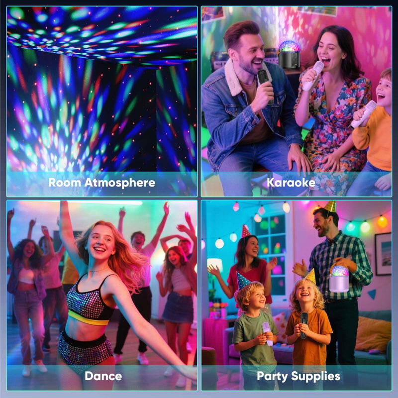 Karaoke Machine with Disco LED Lights for Adults Kids, Portable Bluetooth Speaker with 2 Wireless Microphone, Christmas Birthday Gifts Toys for 3-12+ Kids Family Home Party Stocking Stuffers Purple