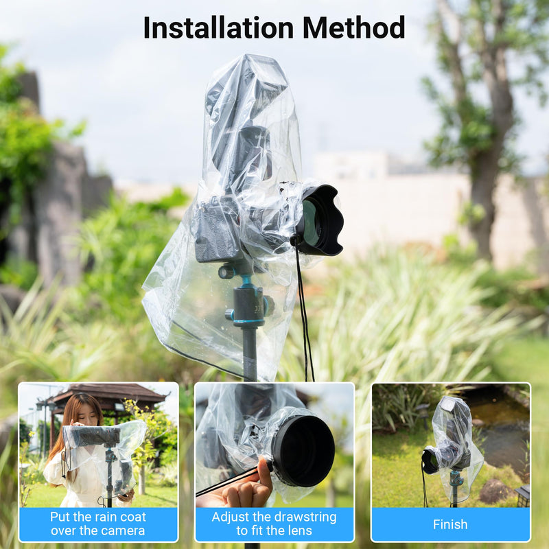 2 Pack Camera Lens Rain Cover Raincoat with Flash Clear Dust Proof Sleeve Protection for Canon EOS 4000D 1200D 90D 80D 77D 70D 5D 6D 7D Mark II R10 R7 R5 R6 Rp R Rebel T8i T7i T7 T6i SL3 SX70 SX60 HS (2 Pack)for Camera with Flash