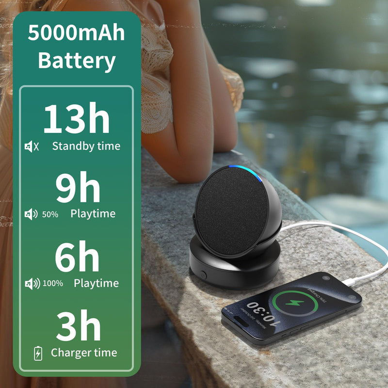 [AUSTRALIA] - PlusAcc Battery Base for Pop - 5000mAh Portable Charger Stand with 9 Hours Playback Playtime with USB-C Output Port, Charging Dock for iPhone Samsung and Other Smart Electronic Accessories (Black) Black 