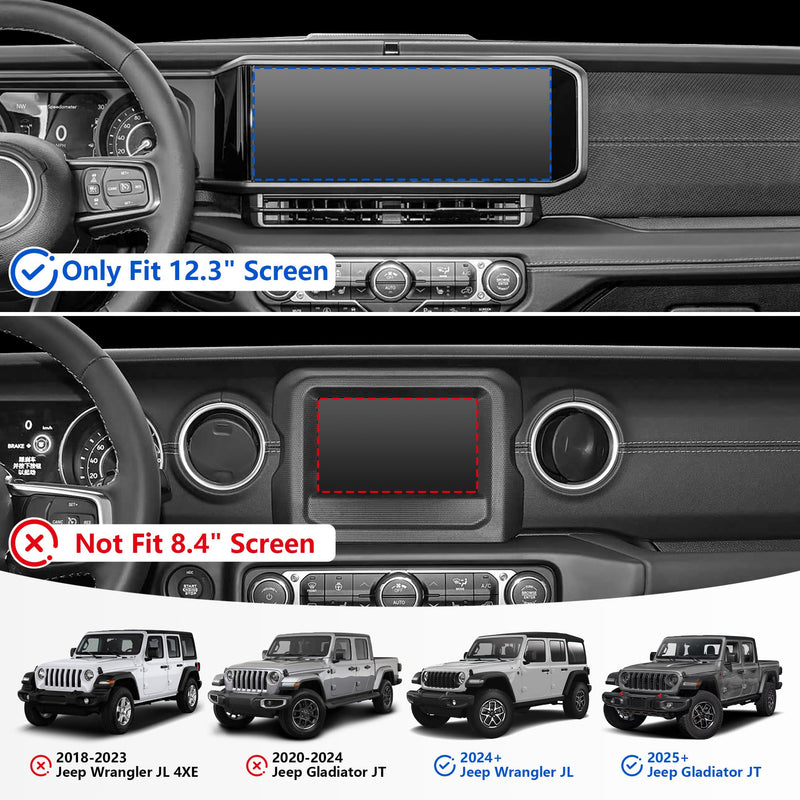sukemichi Phone Mount for 2024 2025 2026 Jeep Wrangler, Dashboard Phone Holder Dash Mount for New Jeep Wrangler JL JLU 4XE Jeep Gladiator JT Accessories, Magsafe Phone Mount Fit 12.3" Screen