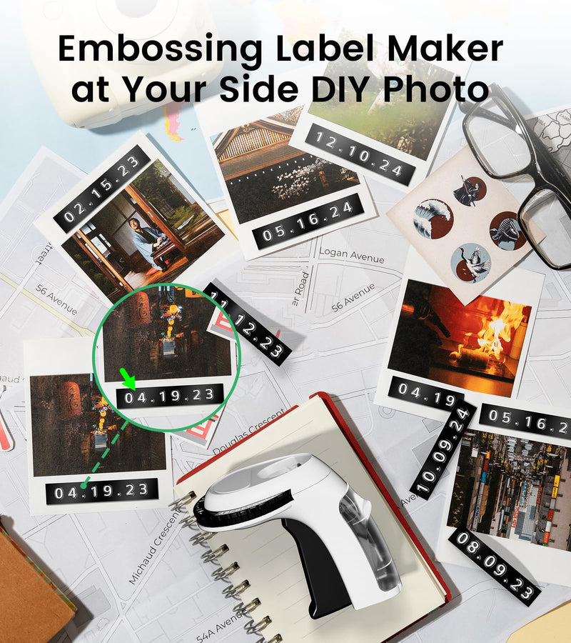 [AUSTRALIA] - Embossing Label Maker Machine with Tapes, Vintage Embossed Label Maker, Retro Embossing Machine with 3 Rolls 3D Embossing Label Tapes Waterproof for Home Office Kids DIY Crafting, Black 