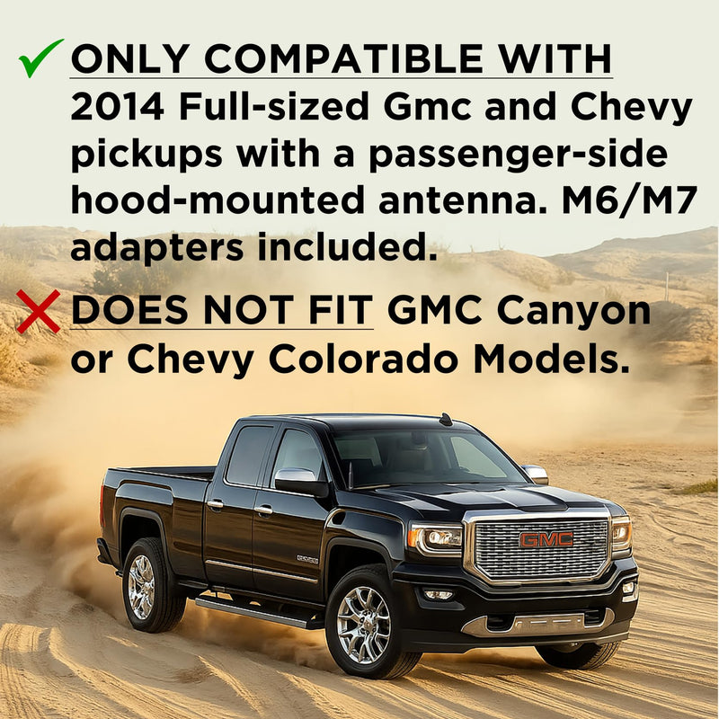 [AUSTRALIA] - 50 Cal Badass Bullet Antenna® Fits Chevy Silverado & GMC Sierra Truck Accessories — Short Replacement Antenna for Trucks — Chevy Silverado 1500 Accessories — Ditch The Whip & Upgrade Your Truck Silver/Chrome 