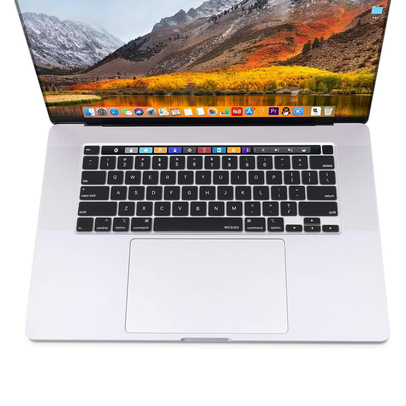 [AUSTRALIA] - MOSISO Keyboard Cover Compatible with MacBook Pro 13 inch M2 2023, 2022, 2021 2020 M1 A2338 A2289 A2251&Compatible with MacBook Pro 16 2020 2019 A2141 Touch ID,Protective Silicone Skin, Black 