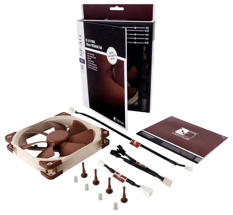 Noctua NF-A14 PWM, Premium Quiet Fan, 4-Pin (140mm, Brown)