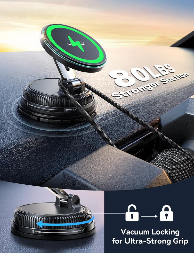 JOYROOM 15W Magsafe Car Mount Charger, iPhone Faster Charging Wireless Car Charger, 80+LBS Strong Suction Magnetic Phone Holder for Car, Stable Metal Support Arm for iPhone 17 Pro Max 16 15 14 13 | 80+LBS Strong Suction Magnetic Phone Holder for Car, S...