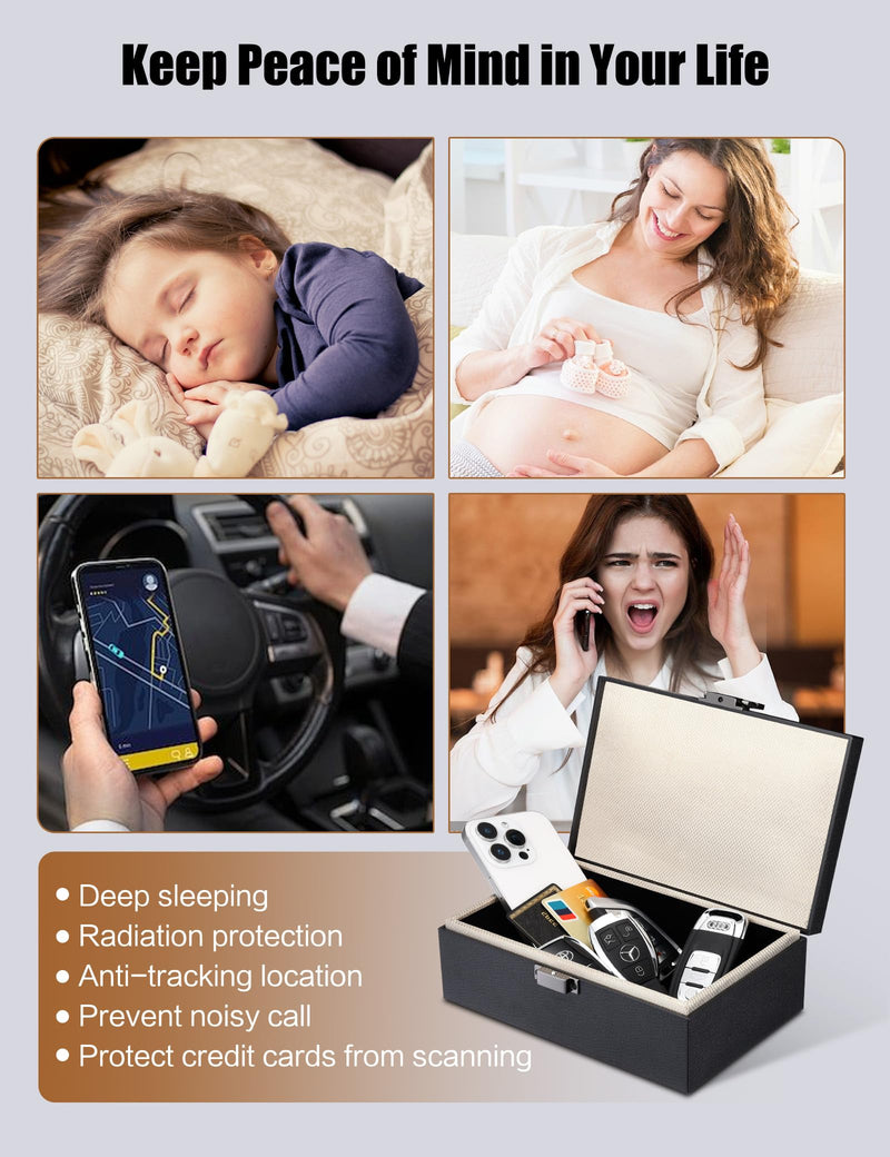 Large Faraday Box Key Fob Protector with Faraday Pouch and RFID Blocking Card 2 Pack, Key Fob Signal Blocker Box, Anti-Theft Rfid Box for Car Security