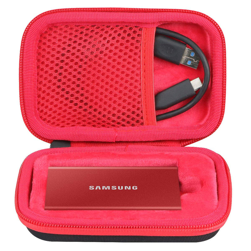 co2CREA Hard Travel Case Replacement for Samsung T7 Touch Portable SSD 500GB 1TB 2TB External Solid State Drives (Black Case + Inside Red) for 1 Hard Drive Black Case + Inside Red