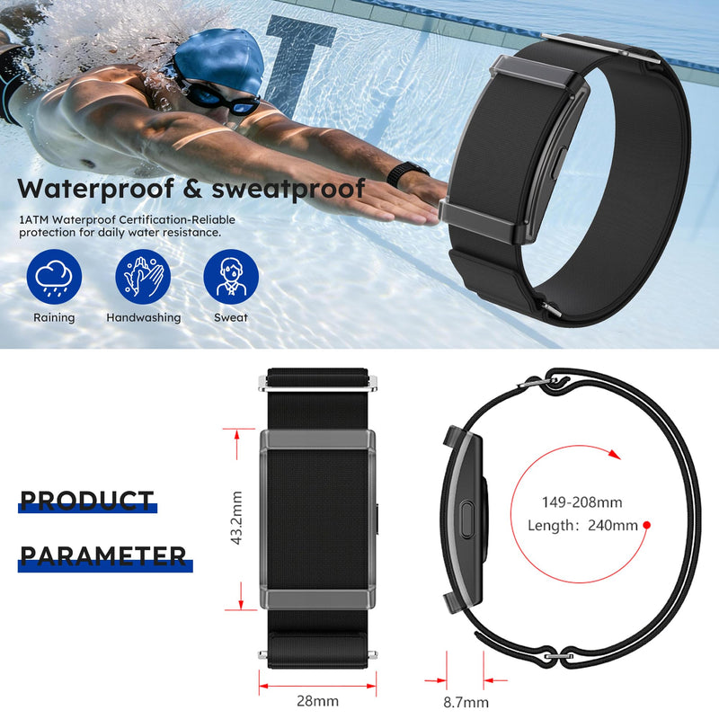 Fitness Tracker Heart Rate Monitor Sleep Tracking Step Counter Calorie Waterproof Lightweight No-Screen Activity Tracker Long Battery Life for Men Women Seniors Health Fitness No Subscription Fee black