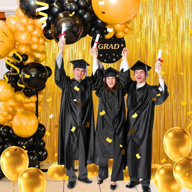 Birthday Party Decorations: 3 Pack 3.3 x 9.9 ft Gold Foil Fringe Curtains Party Supplies, Tinsel Curtain Backdrop for Parties/Birthday/Photo Booth