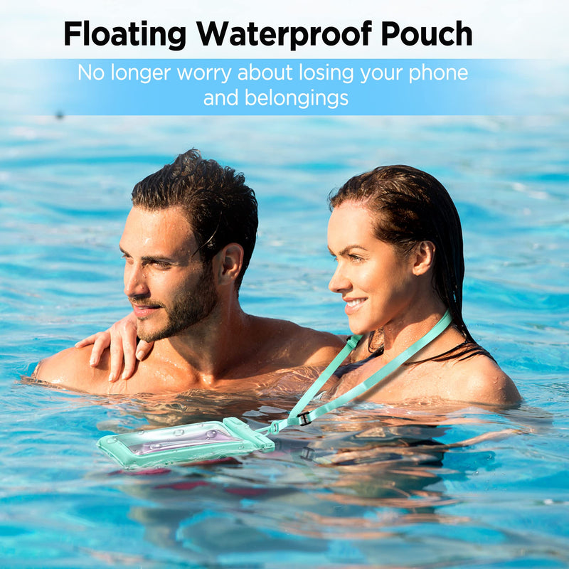 [Floatable]CACOE Floating Universal IPX8 Waterproof Phone case 2 Pack-Up to 7.0",Adjustable Neck Lanyard Phone Pouch,Phone Dry Bags for Vacation Beach Pool Kayak Cruise Travel Essentials（Black+Green） Black+Green Up to 7.0"-Floatable