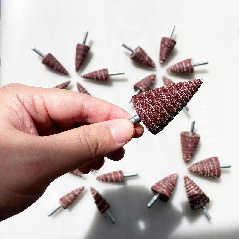 20 Pieces 4 Sizes Conical Grinding Heads with 6mm Universal Shank Spiral Grinding Head for Metal Wood Grinding