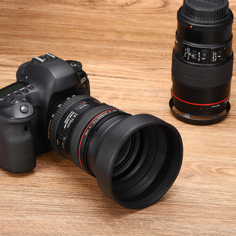 PATIKIL 67mm Camera Lens Hood, 2Pcs Rubber Collapsible Lens Protector Anti-Reflection Blocks Excess Sunlight Enhance Camera Photography for Nikon, for Fujifilm, for Pentax, for Leica