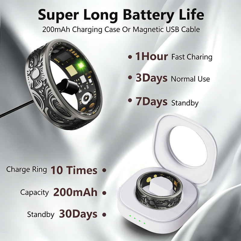 Yihou Smart Ring Heart Rate Monitor Sleep Tracker Fitness Rings Step Counter Pedometer Waterproof Health Vintage Smart Rings for Men Women Unique Anillo Inteligente, No Subscription Fee #9