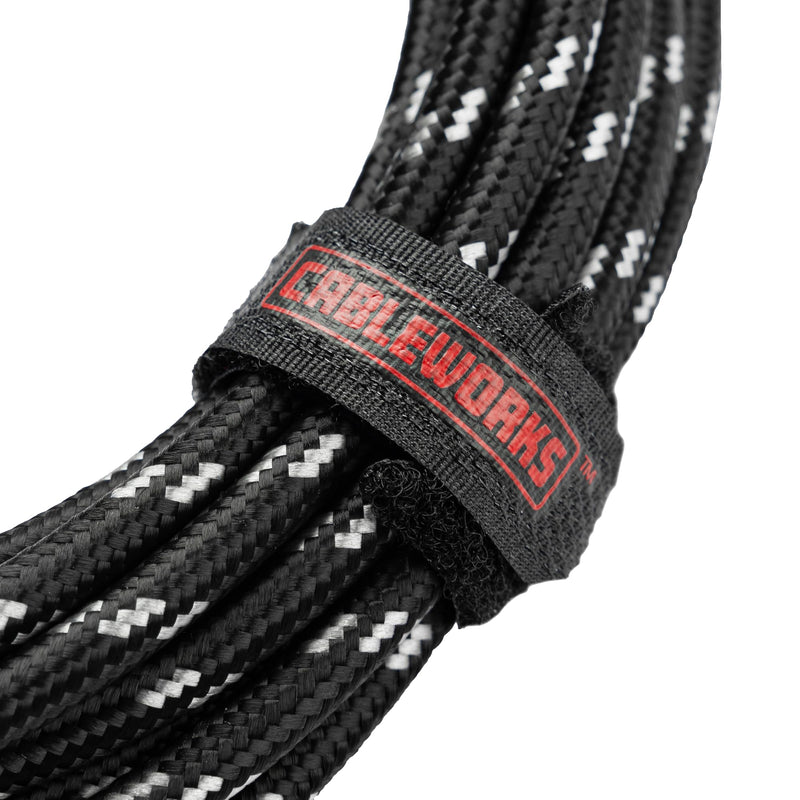 by Gator Cases Backline Series 20 Ft Braided Guitar Instrument Cable, Straight to Right Angle, Black/Grey (GCWB-INS-20RABG) Black / Grey 20 ft.