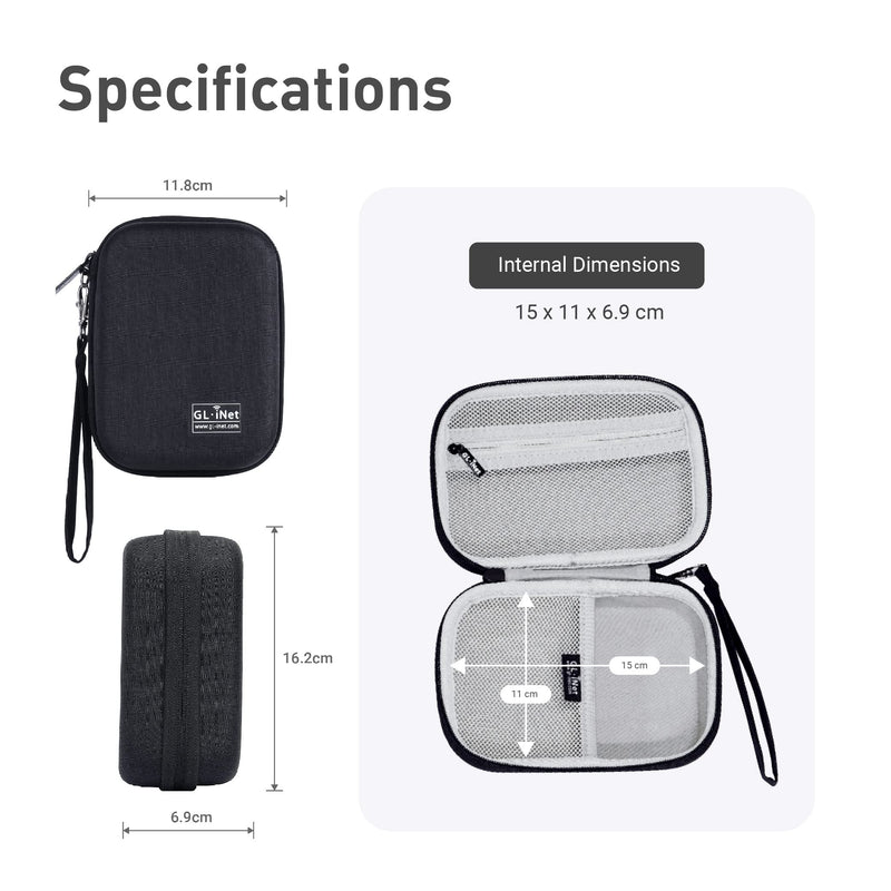GL.iNet Gadget Organizer Case for Travel Routers GL-AXT1800/ MT3000/ SFT1200/ E750/ A1300, Chargers, Cables, and Accessories, Durable Pouch, Hand-Carry EVA Bag, Anti-Shock, Water Resistant (Black) Black