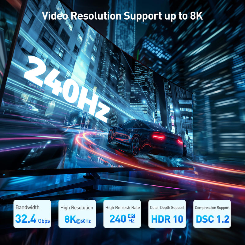 Cable Matters 4K@240Hz Right Angle DisplayPort 1.4 Adapter (8K DisplayPort 90 Degree Adapter, Right Angle Display Port Adapter) in Black