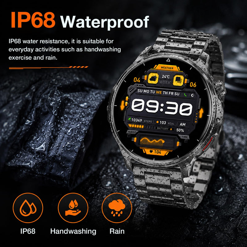 Smart Watch for Men,1000mAh Fitness Tracker 1.52" HD Smartwatch with Heart Rate SpO2 Blood Pressure Sleep Monitor, IP68 Waterproof/120+ Sports Modes, Watches for Men Compatible with Android iPhone Black