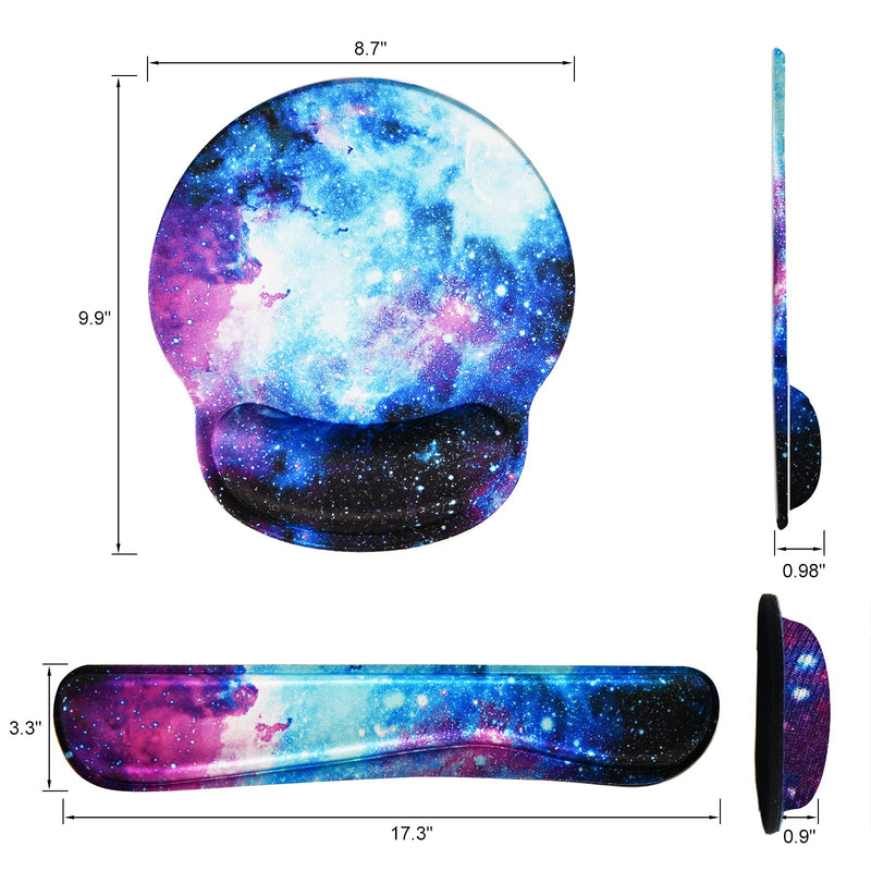 Mouse Pad Keyboard Wrist Rest, Gel Non Slip Rubber Wrist Support Rest Mouse Pad for Home Office, Computer, Laptop, Typist, Gamer, Soft Cushion Mousepad with Memory Foam Ergonomic -Nebula Galaxy Nebula Galaxy