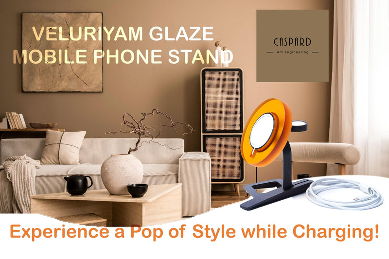 Amber Glaze 2-in-1 Genuine Magnetic Charger Holder Phone Stand for Genuine Mobile Phone & Smart Watch, 3D Designed Base, Magnetic Snap-On Charging CAEIPAWS3DPID002A