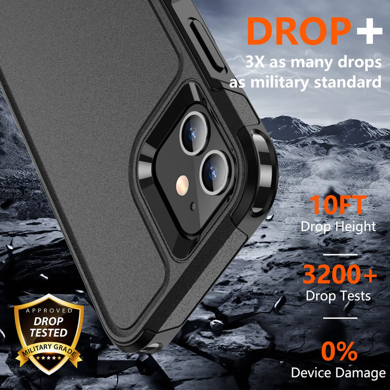SPIDERCASE Designed for iPhone 12 Case/iPhone 12 Pro Case, [10 FT Military Grade Drop Protection] [with 2 pcs Tempered Glass Screen Protector] Protective Cover for iPhone 12/12 Pro (Black) Black