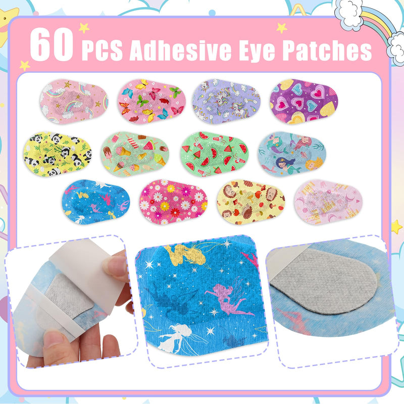 36 Pieces Kids Girls Eye Patches Toddler Adhesive Eye Patch Bulk Cotton Eye Patch Fabric Breathable with Lazy Eye for Pediatric Amblyopia,12 Styles Regular Size 36