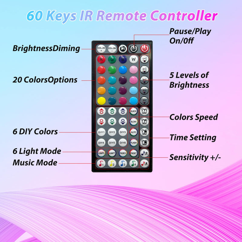 100 ft LED Lights for Bedroom Music Sync RGB LED Strip Lights with APP & Remote Control LED Lights for Room Home Party Christmas Wall Decor 100ft