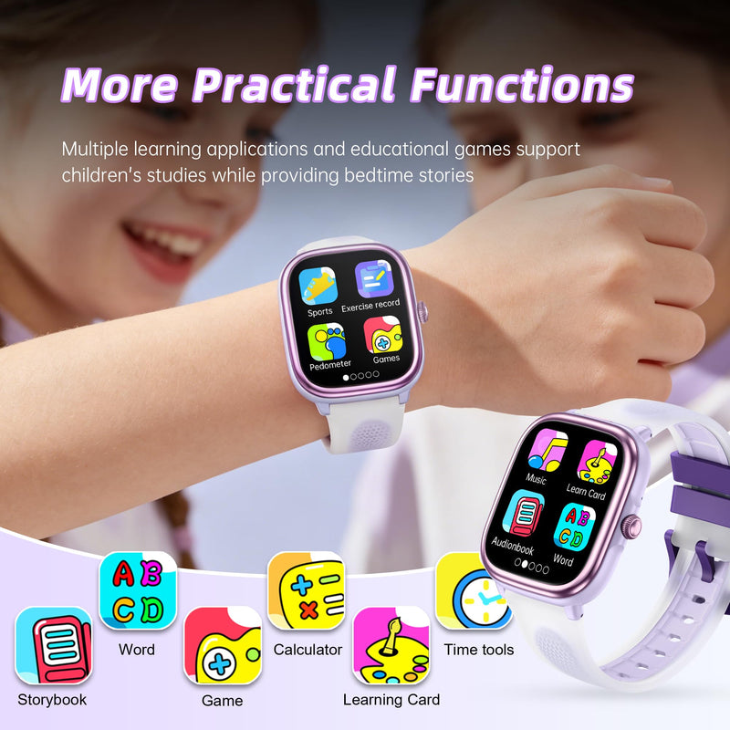 Kids Smart Watch for Boys Girls Ages 5-14, NO Phone/APP Needed | LED Flashlight, Games, Heart Rat, Sleep Monitor, Multiple Sports Modes, IP68 Waterproof, Steps Tracker Fitness Watch 1.83" Purple