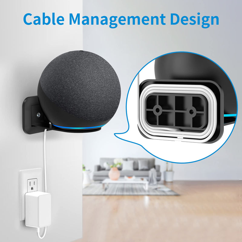 [AUSTRALIA] - PlusAcc Wall Mount for 4th Gen - Space-Saving Stand Shelf Compatible with Google Home Mini & 4th Generation, Metal Bracket with Cable Management（Black） Black 