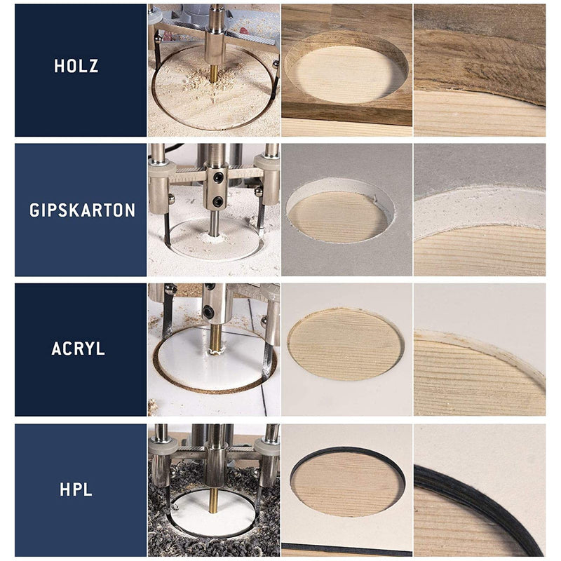 Munefe Adjustable Circular Hole Cutter, Sheet Metal Hole Cutter, Beam Cutter for Circular Saws for Wood, Plastic, Acrylic, Plasterboard, Ventilated Concrete, etc. (40-120 mm) 40-120 mm