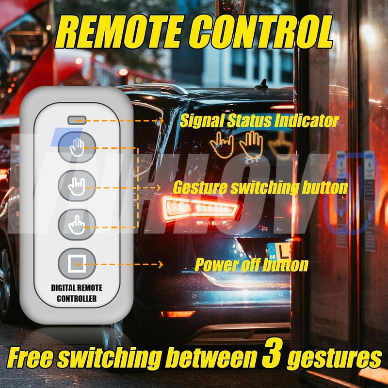 Road Mate Hand, Road Mate Hand Signal, Funny Car Led Finger Lights with Remote Control, Finger Flickering Light for Car, Light up Finger for Car Window