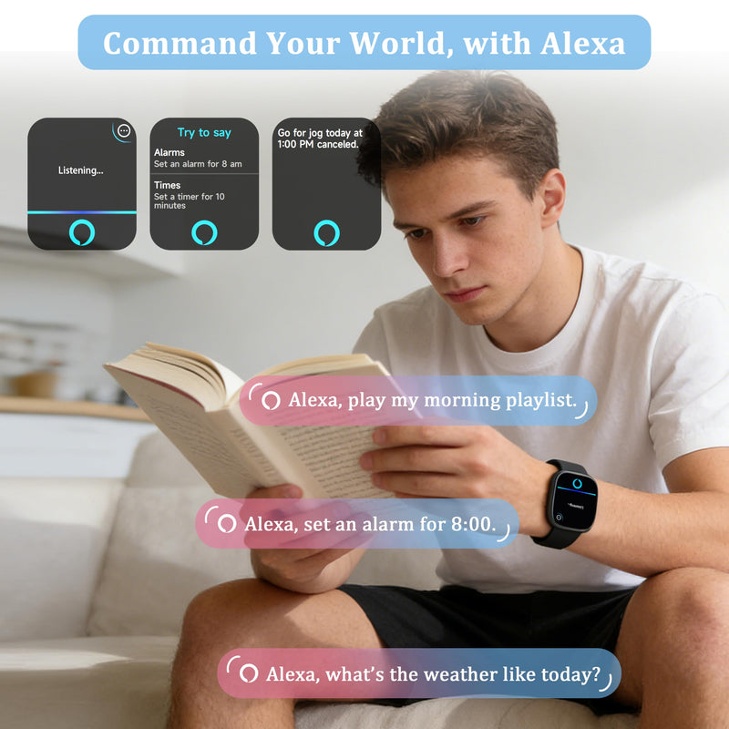 Smart Watch for Women Men, 2026 Upgrade Smartwatch [2 Bands, 44mm case], 1.83" Fitness Tracker Watch Alexa Built-in, Make/Answer Call, HR Sleep Stress Monitor, IP68 Waterproof Step Counter Watch Black