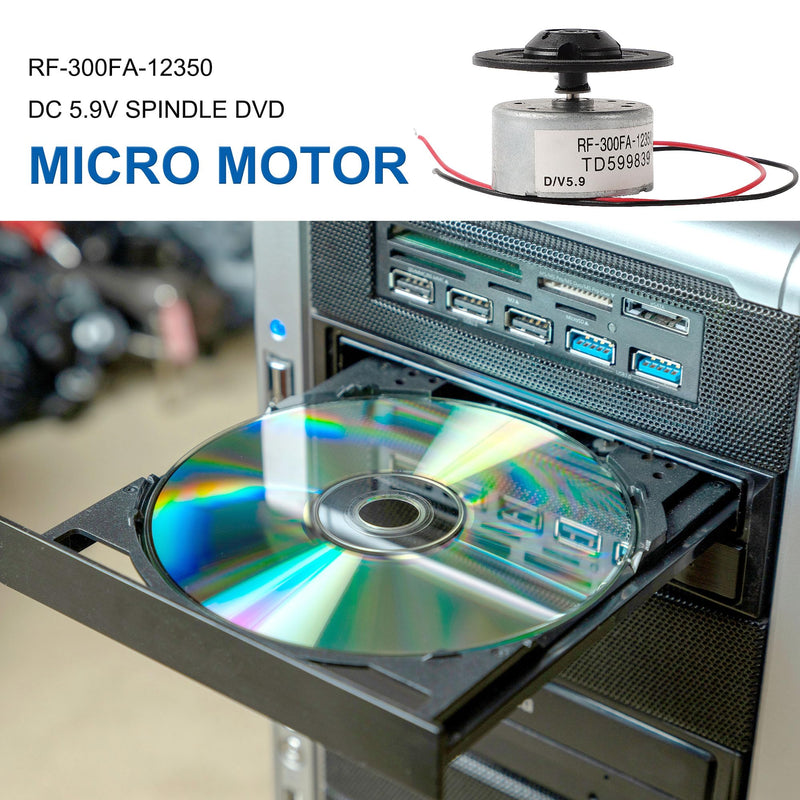 uxcell Metal RF-300FA-12350 DC 5.9V Spindle DVD Micro Motor, 2.4 x 1.2cm for DVD CD Player, 1 Pcs Silver Black