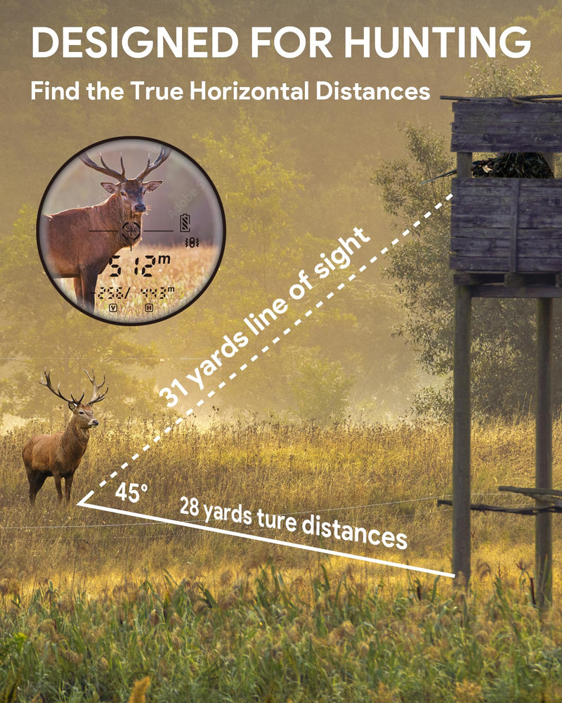 [AUSTRALIA] - Hunting Rangefinder, Heartgon 1200 Yards Rechargeable Rangefinder for Hunting, 6X Magnification, High-Precision Continuous Scan/Distance/Angle/Speed Waterproof Bowhunting Rangefinder 