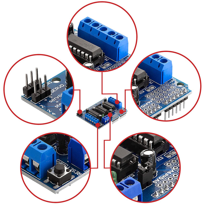 AZDelivery 3 x L293D Motor Driver Shield, 4-Channel Motor Driver Shield, Stepper Motor Driver, Stepper Expansion Board Compatible with Arduino, Includes E-Book!
