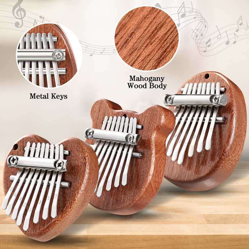 3 Pack Finger Piano Gift Mini Thumb Piano with 8 Key Finger Thumb Piano Portable Mini Pocket Kalimba Cute Heart Oval Bear Kalimba Small Hand Piano for Kid Adult Christmas Musical Ready (2.7 Inch) 2.7 Inch