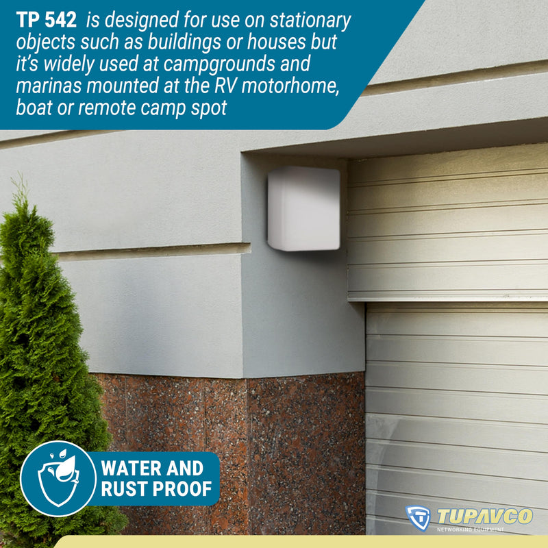 Dual-Band Outdoor Directional Panel Antenna (2.4GHz & 5GHz Signal) | Wireless network signal antenna w/ high gain (13dBi) 2.4GHz/5GHz WiFi capabilities, weatherproof, long range - Tupavco TP542 Ø30-Ø50mm
