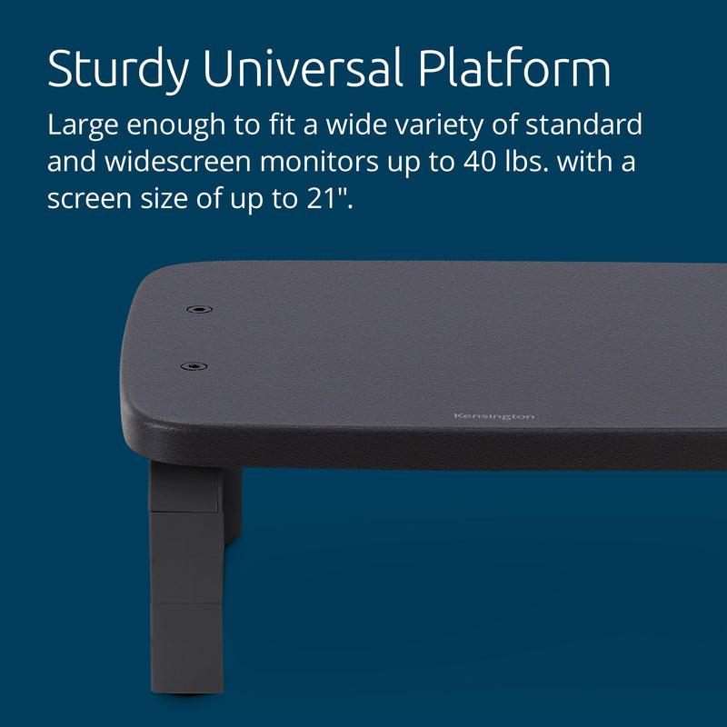 Kensington SmartFit Monitor Stand (K52785WW) Black | Adjustable ergonomic platform, raises monitor to eye level, reduces neck and back strain Low Profile