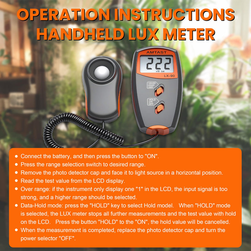 [AUSTRALIA] - Digital LUX Meter Digital Indicator UV Meter Light Meter with LCD Display Luxmeter for 0-100,000 Lux Range High Ambient Light Meter with Backlight (Model LX-90) 