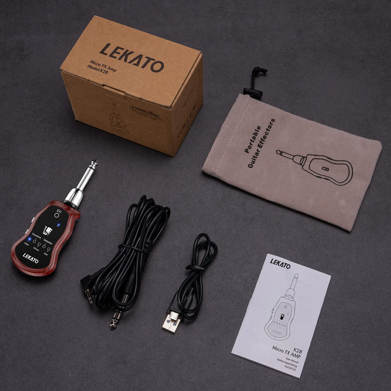 [AUSTRALIA] - LEKATO Guitar Headphone Amp,Micro Electric Guitar Headphone Amp for Electric Guitar&Bass Rechargeable Bass Headphone Amplifier for Practice with 5 Effects(Clean Chorus Overdrive Distortion and Wah) 