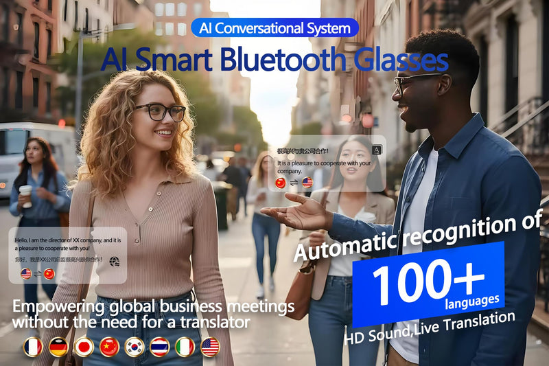 GoRhythm AI Smart Glasses with Bluetooth Safety For life Face-to-Face AI Wireless Translation & Call Translation for Hands-Free Music Playback and Calls,audio glasses,UV Protection,Waterproof.
