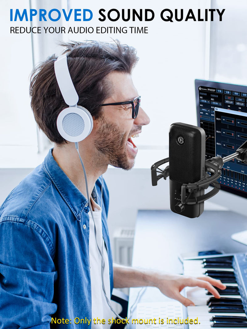 Wave Shock Mount, [Custom Built for Wave Mic] Anti-Vibration Suspension Shock Mount Holder Clip Compatible with Elgato Wave:1 and Wave:3 Microphones