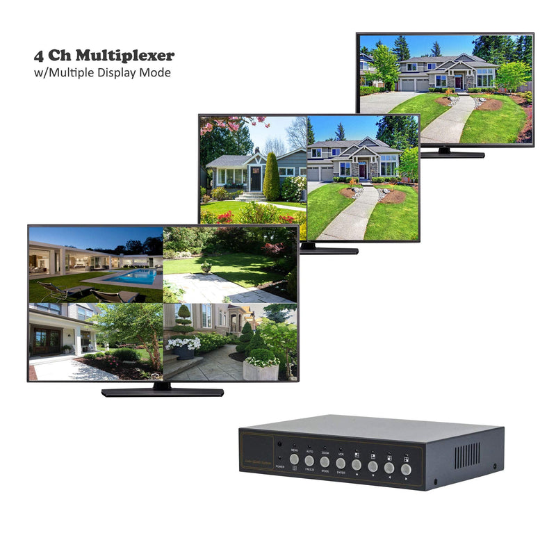 Video Quad Color 4CH Multiplexer 2 BNC Output with Remote Control and Free 1Amp Power Adapter… 4 CH WITHOUT LOOP