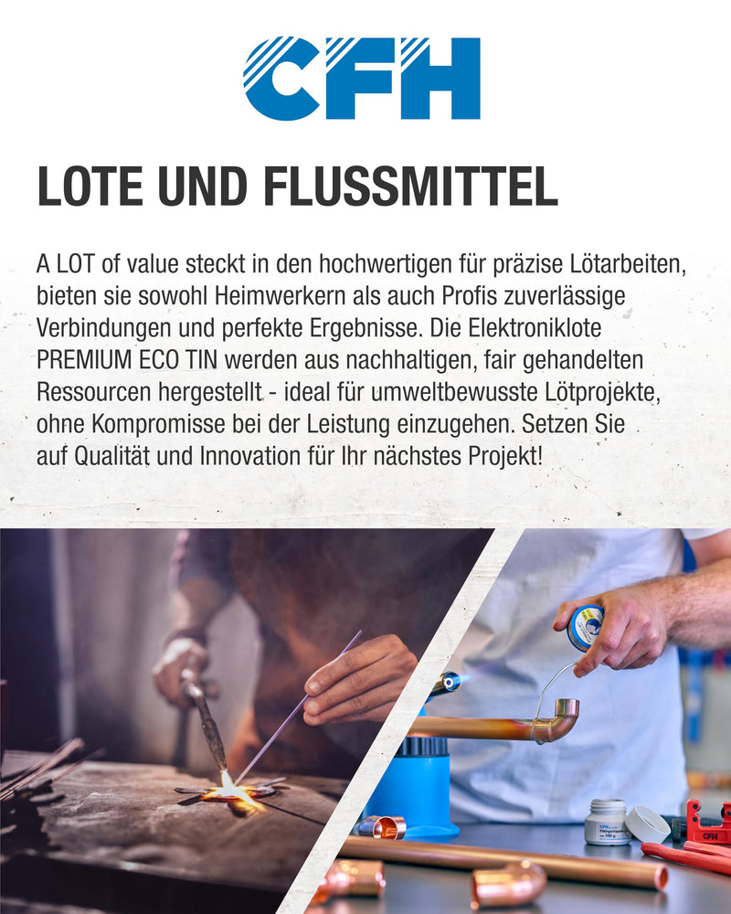 CFH Bastlerlot EL 327 – Solder Diameter 2.0 mm, 200 g, Flux Filled, Lead-Free, Ideal Solder for Repairs and Soldering Projects in Crafts, High Quality, Made in Germany
